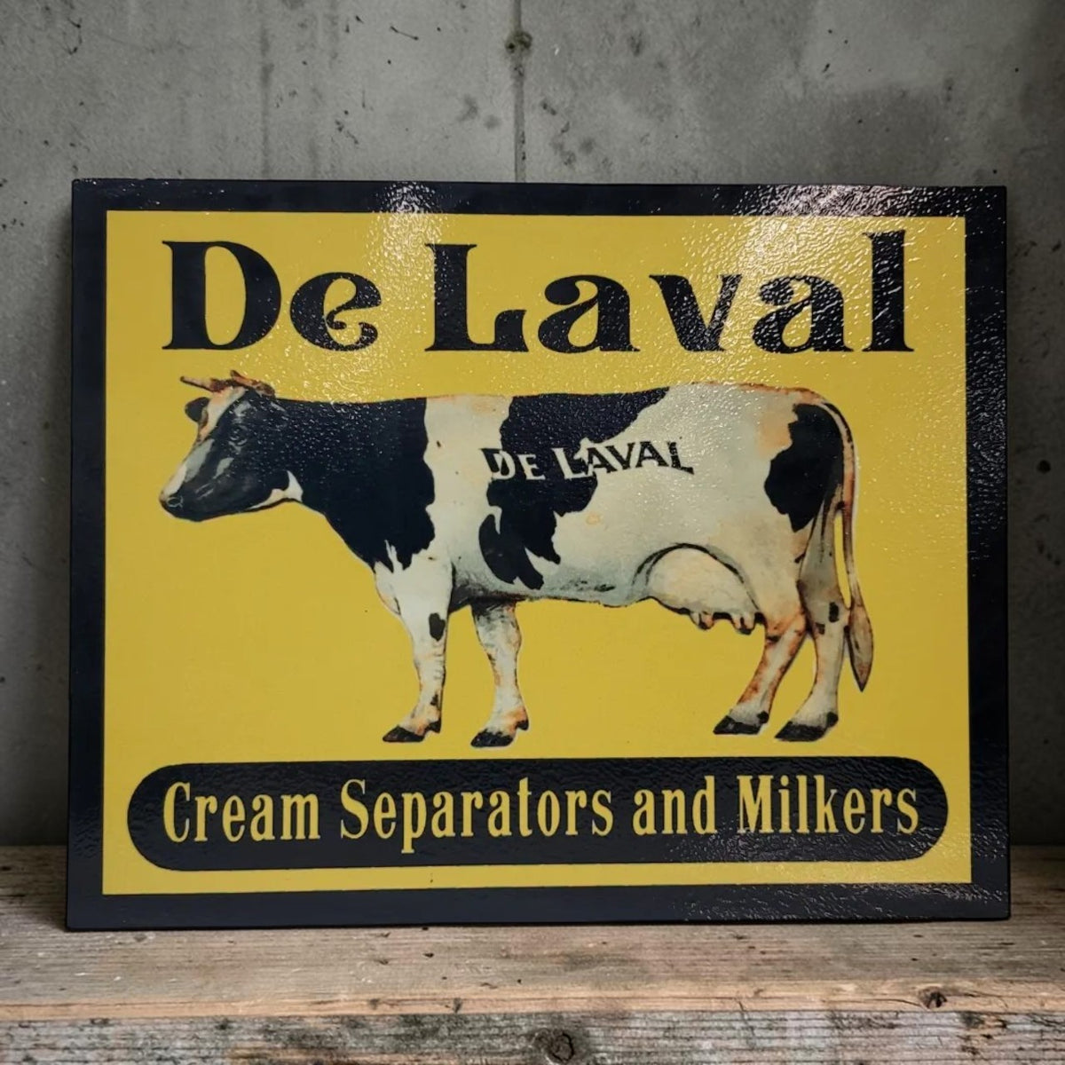 Retro DeLaval Cream Separators and Milkers aluminum farm sign handmade for farmhouse and dairy farm decor.
