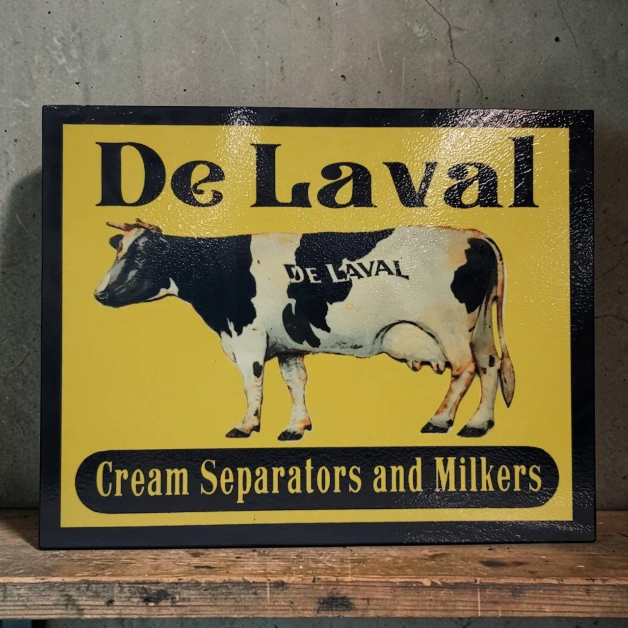 Retro DeLaval Cream Separators and Milkers aluminum farm sign handmade for farmhouse and dairy farm decor.
