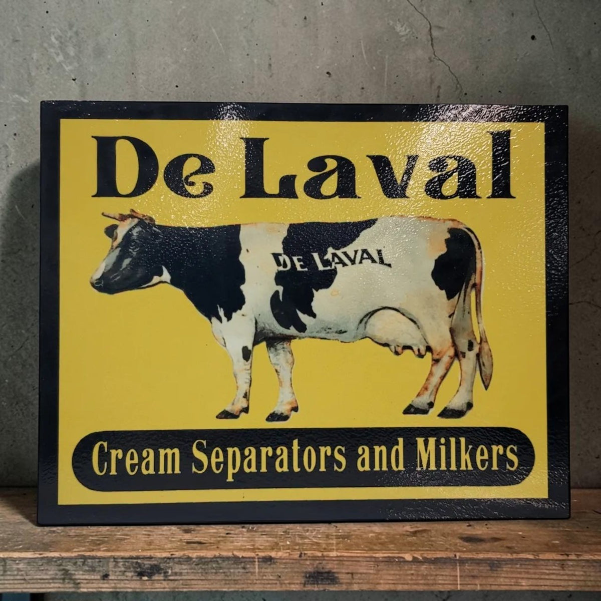 Retro DeLaval Cream Separators and Milkers aluminum farm sign handmade for farmhouse and dairy farm decor.
