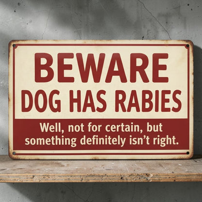 Rabies warning dog sign

