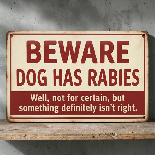 Rabies warning dog sign
