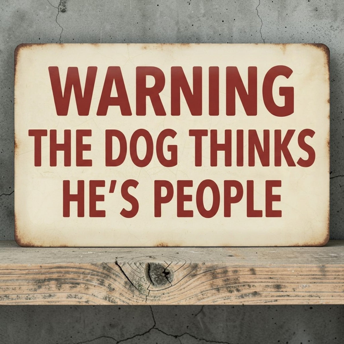 Warning The Dog Thinks He's People Funny Dog Lover Sign