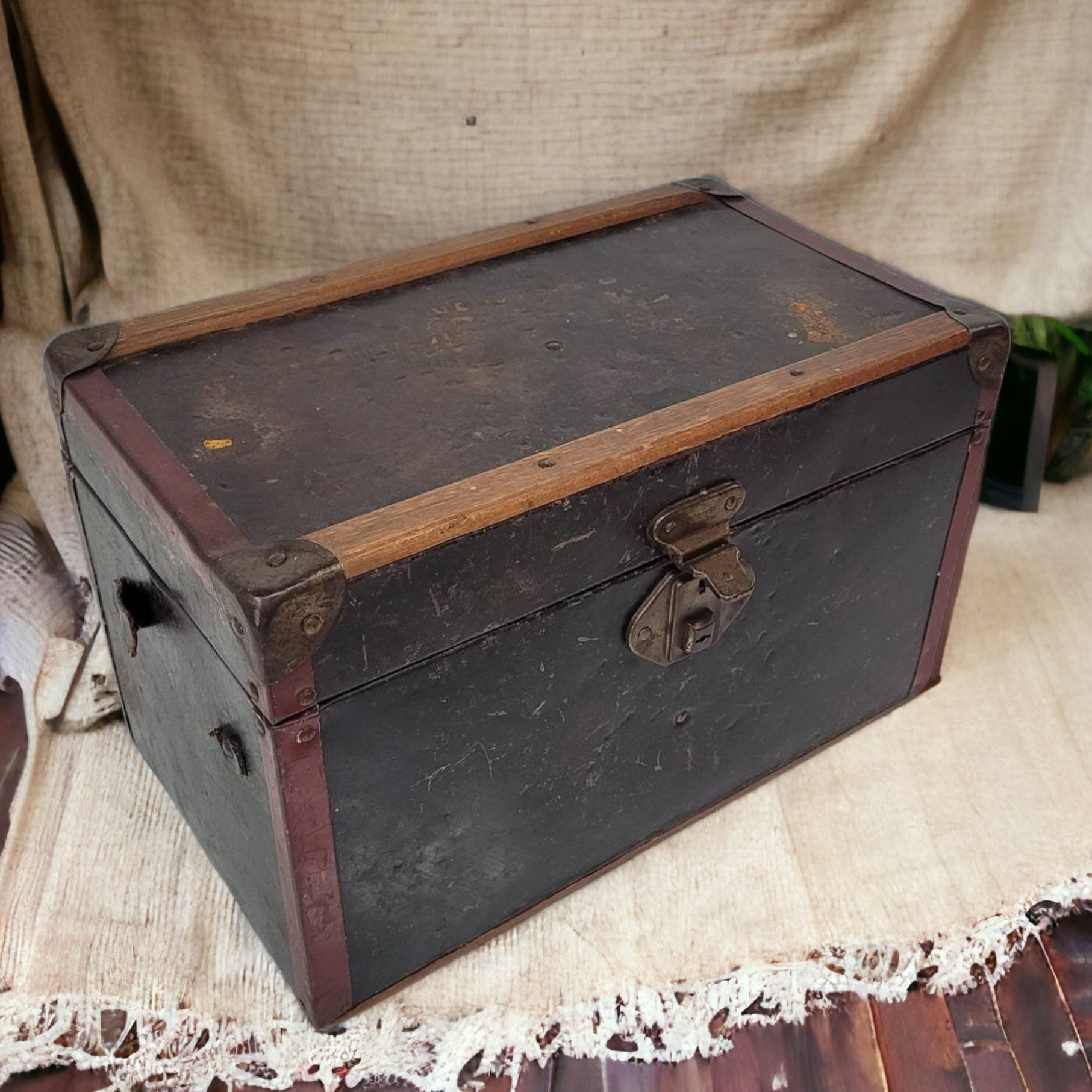 dolls steamer trunk antique travel clothing storage