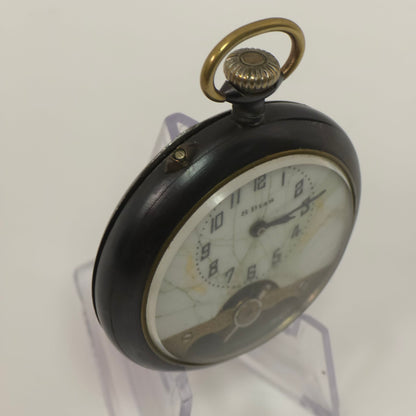 Early 1900s Swiss 8-Day Gunmetal Pocket Watch Hebdomas Style 