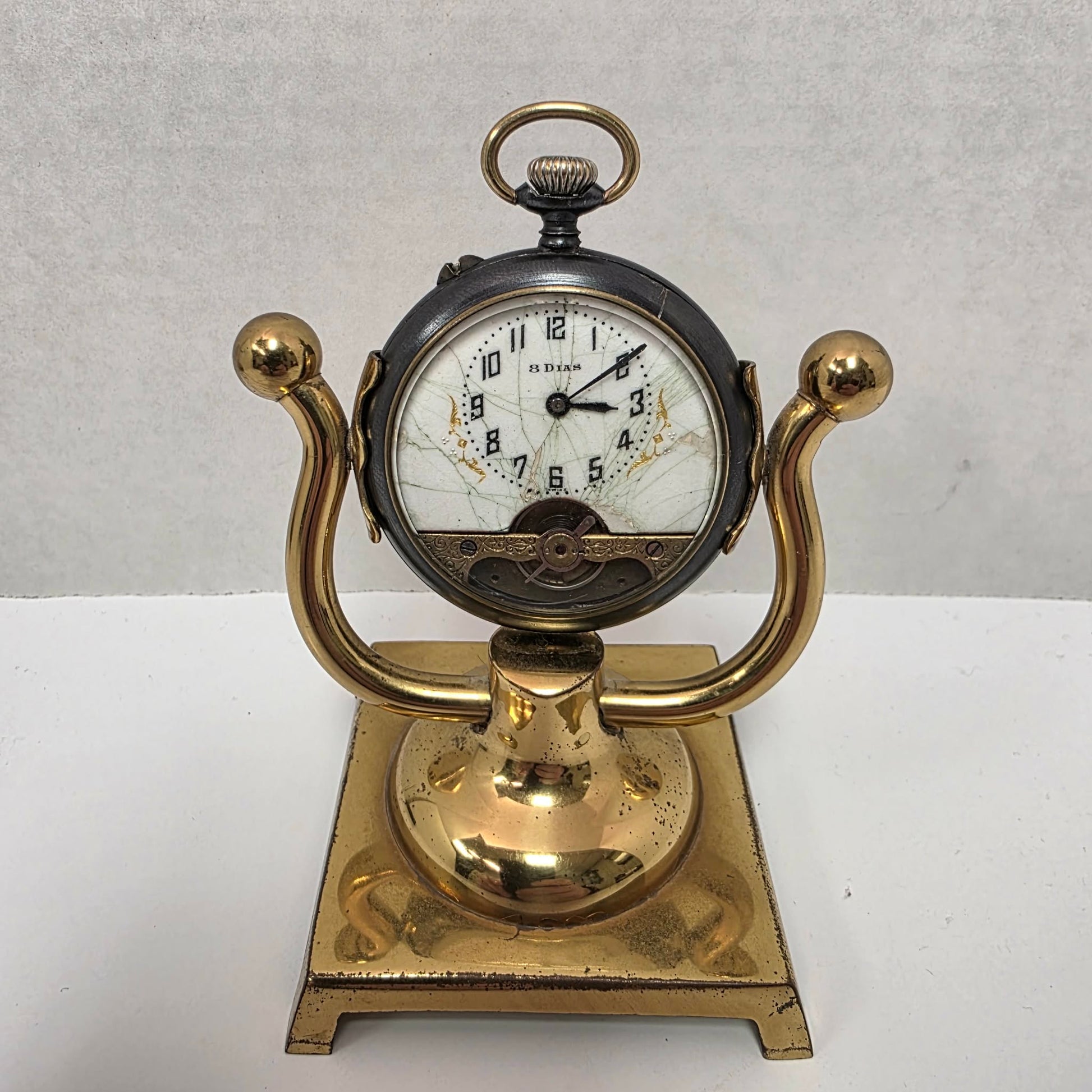 Early 1900s Swiss 8-Day Gunmetal Pocket Watch Hebdomas Style 