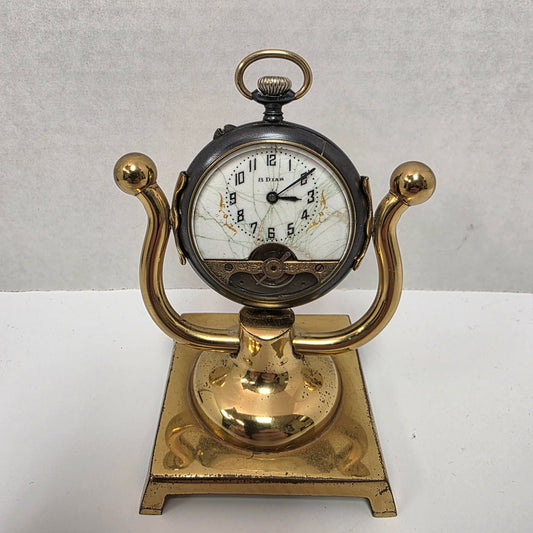 Early 1900s Swiss 8-Day Gunmetal Pocket Watch Hebdomas Style 