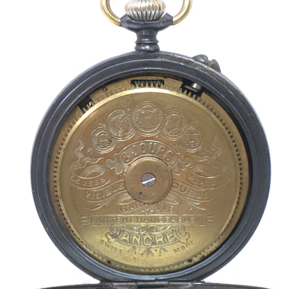 Early 1900s Swiss 8-Day Gunmetal Pocket Watch Hebdomas Style 