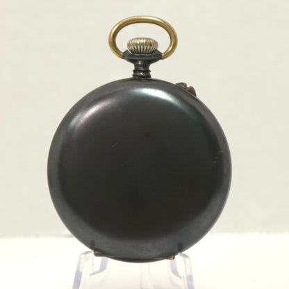 Early 1900s Swiss 8-Day Gunmetal Pocket Watch Hebdomas Style 