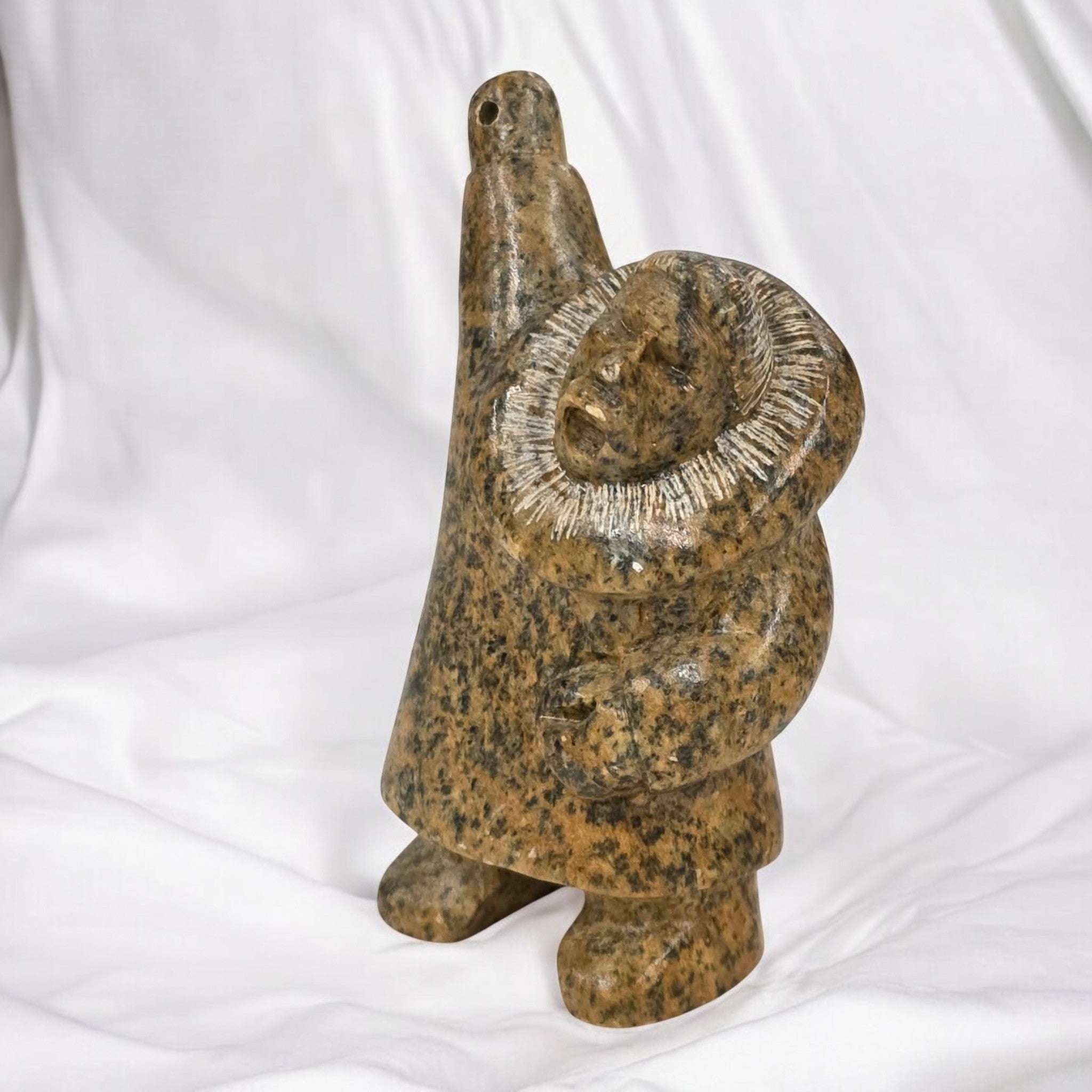 Vintage Inuit Eskimo Soapstone Spear Hunter Sculpture – Signed