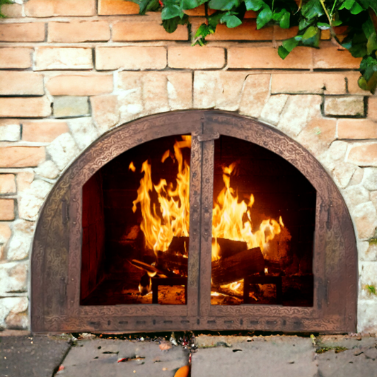 Craftsman Style Arched Top Fireplace Doors Pizza Oven Doors