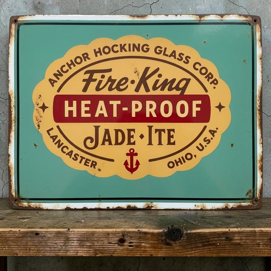 Fire-King Jadeite sign
