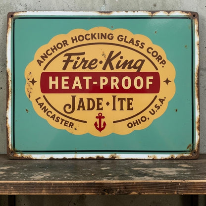 Fire-King Jadeite sign

