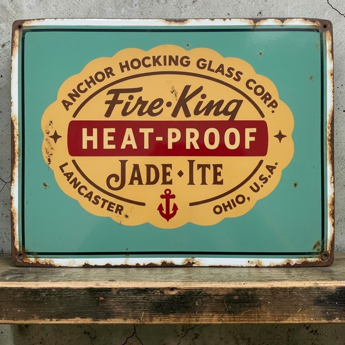 Fire-King Jadeite sign

