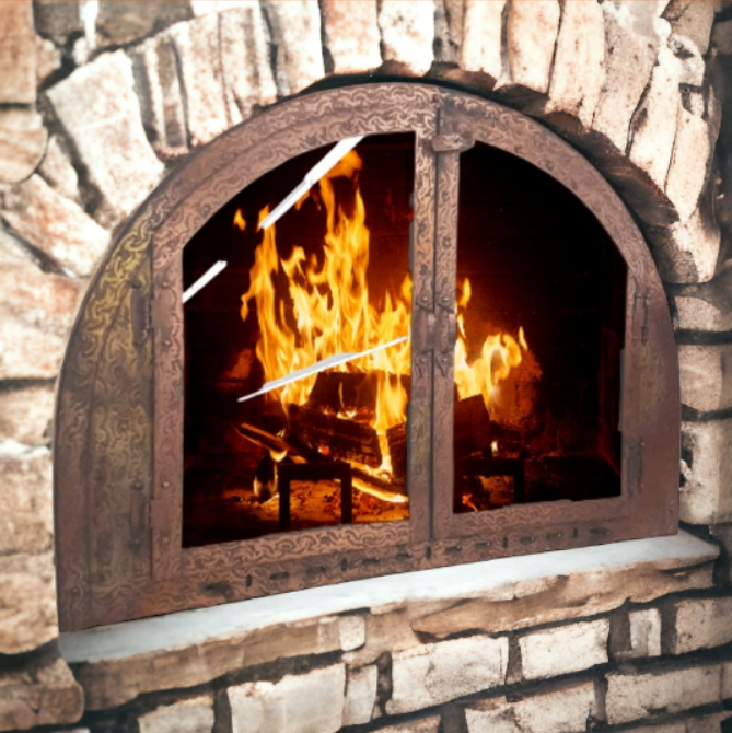Craftsman Style Arched Top Fireplace Doors Pizza Oven Doors