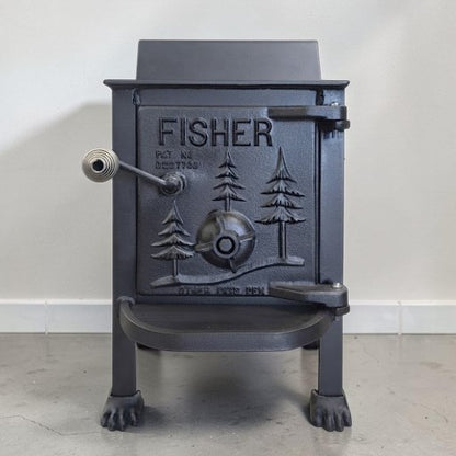 Fisher Baby Bear wood stove compact refurbished off grid heating stove
