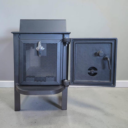 Fisher Baby Bear wood stove compact refurbished off grid heating stove

