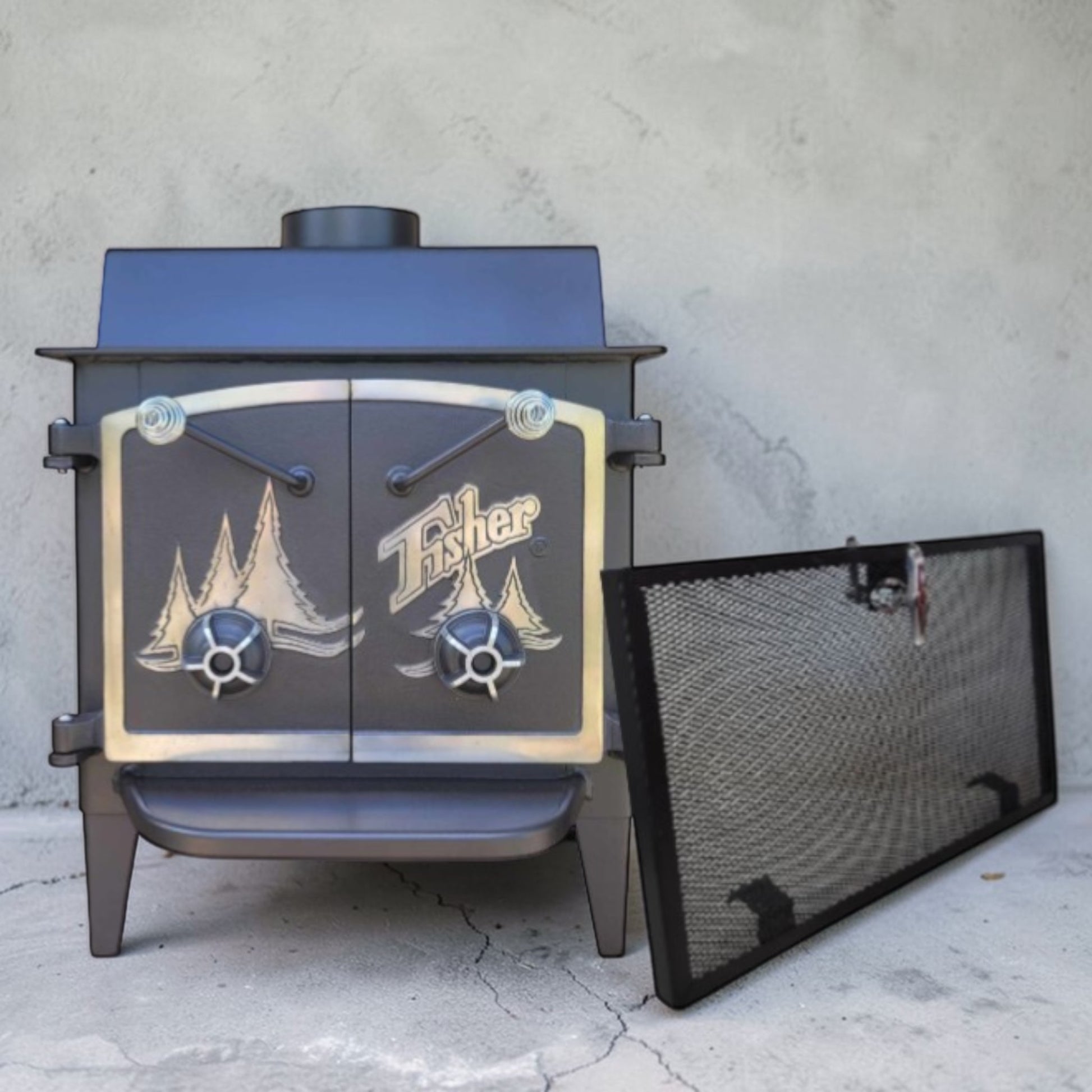 Fisher Grandma Bear Wood Stove Top Vent – Nickel Doors Fully Refurbished