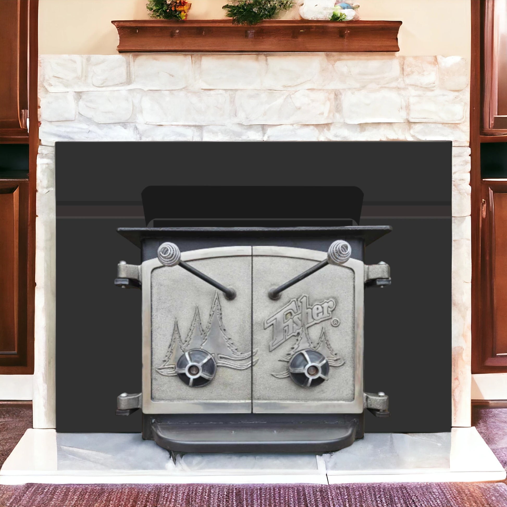 Fisher Wood Stove Fireplace Insert Nickel Doors