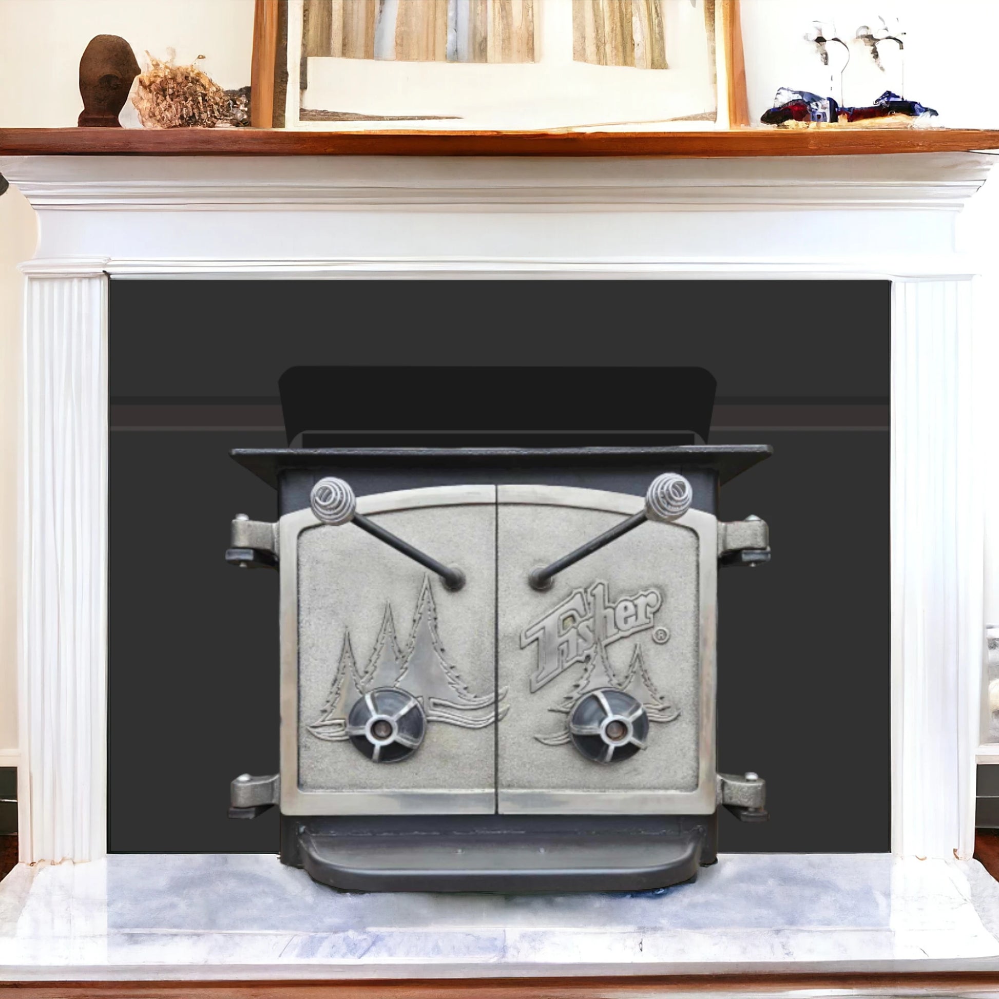 Fisher Wood Stove Fireplace Insert Nickel Doors