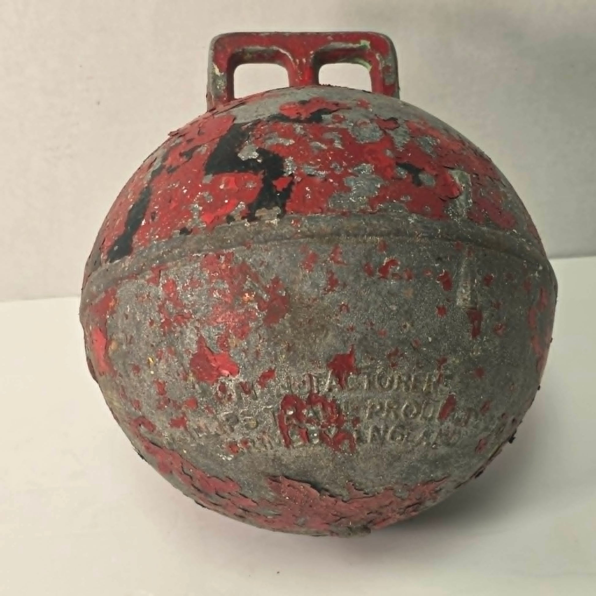 Authentic Newfoundland fishing buoy stamped Phillips Trawl Products Ltd., England.