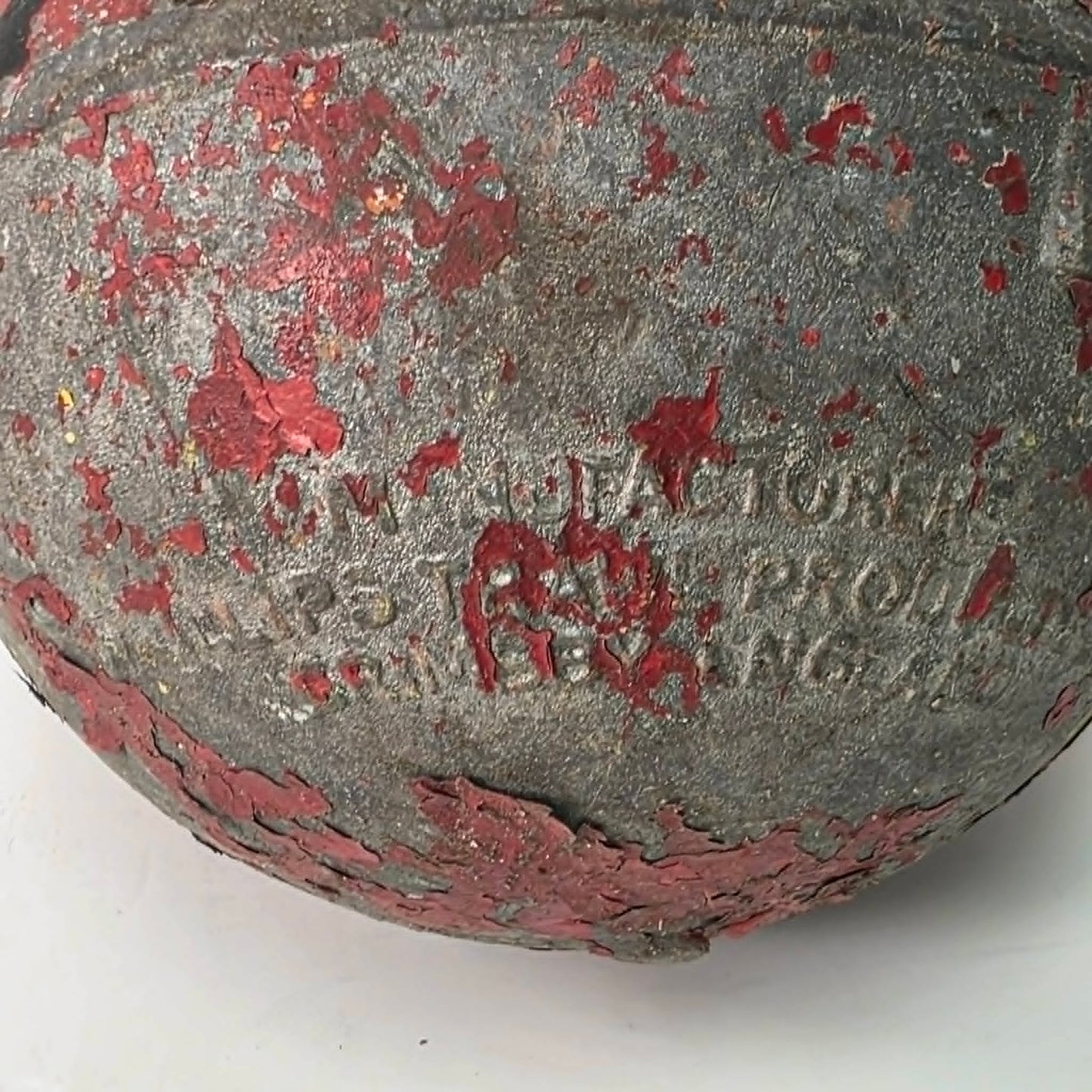 Authentic Newfoundland fishing buoy stamped Phillips Trawl Products Ltd., England.