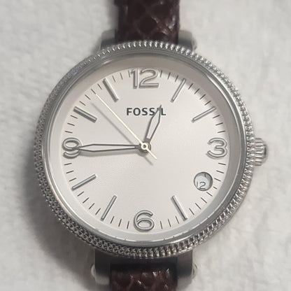 Fossil Women’s Watch ES3184 – Quartz Movement, Silver Dial, Date Display 34 MM