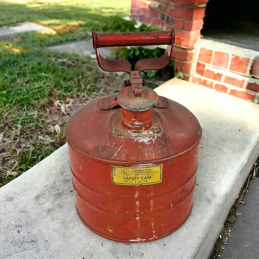 Antique Red Metal Safety Oil Can
