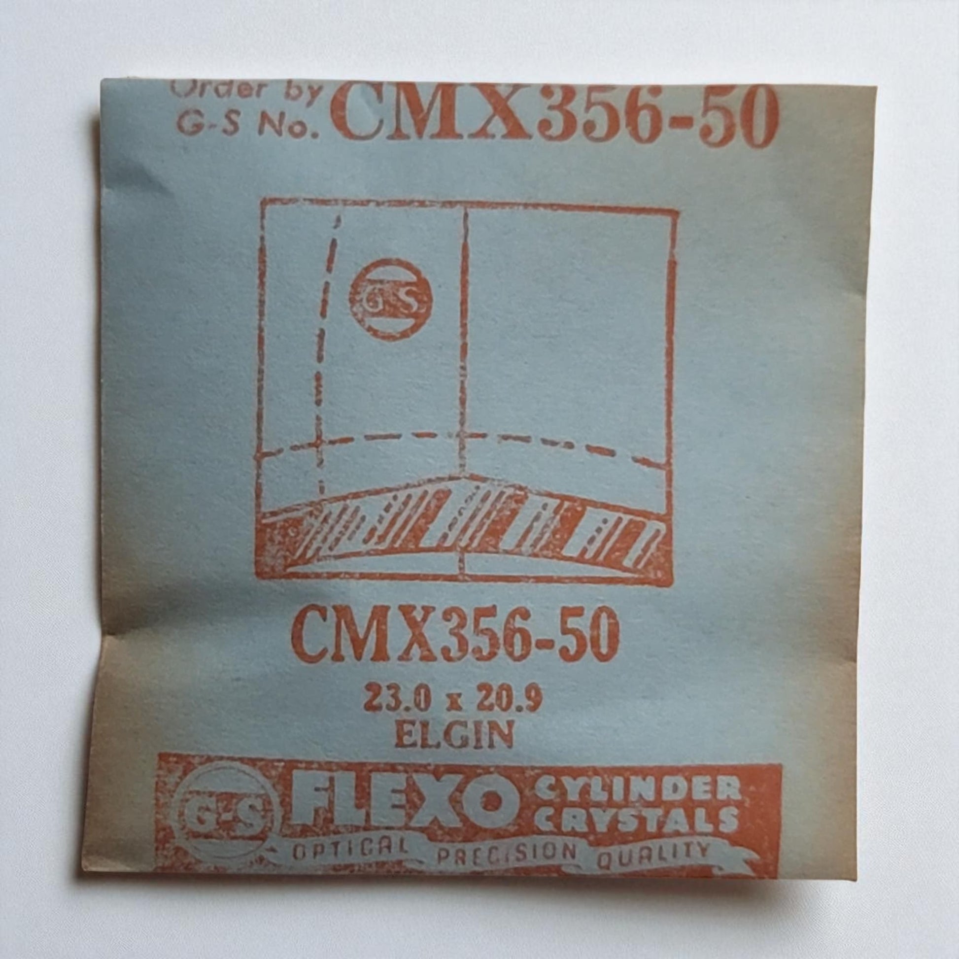 Germanow-Simon Mach (GS) CMX356-50 Watch Crystal 23.0x20.9 NOS Part Flexo Elgin