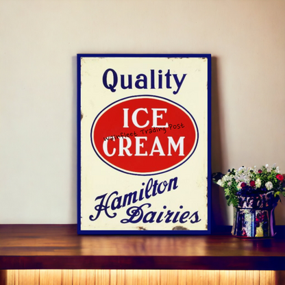 Hamilton Dairies Ice Cream Sign Retro Decor 