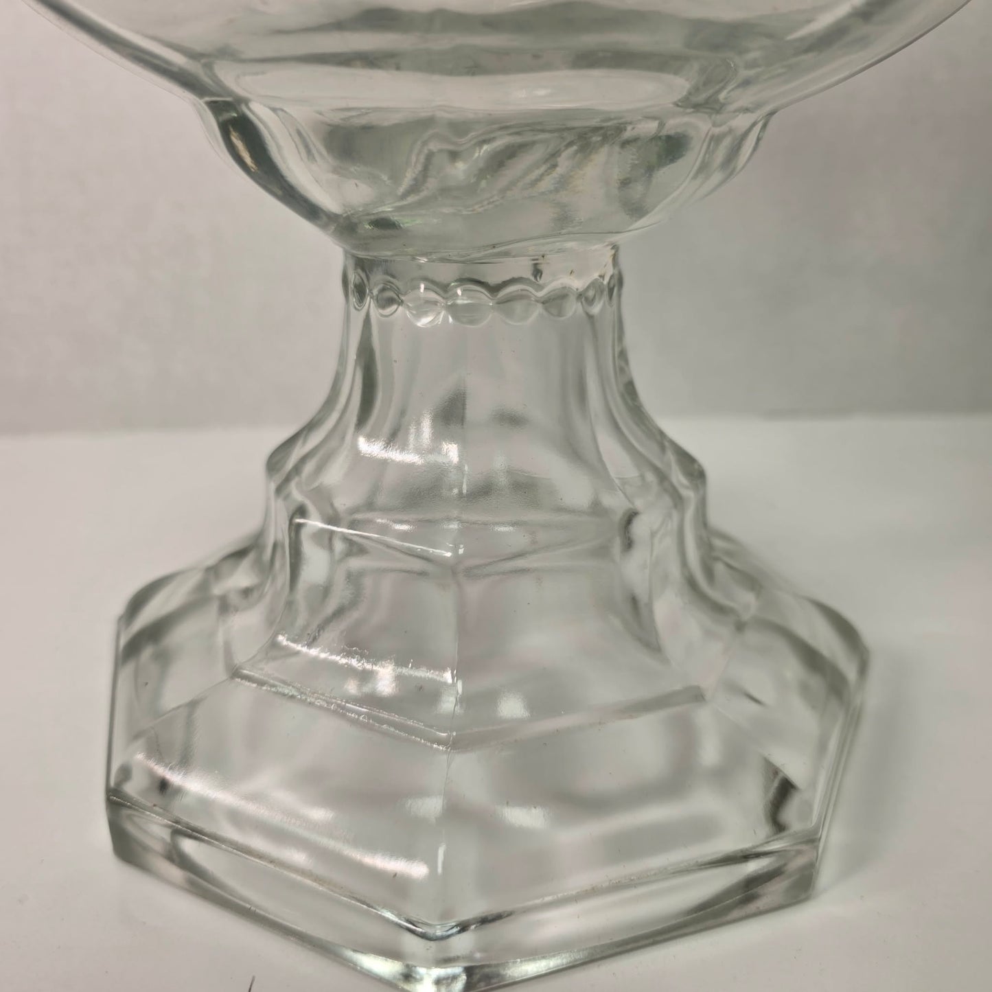 Vintage Hexagon Glass Oil Lamp Font 8.5”