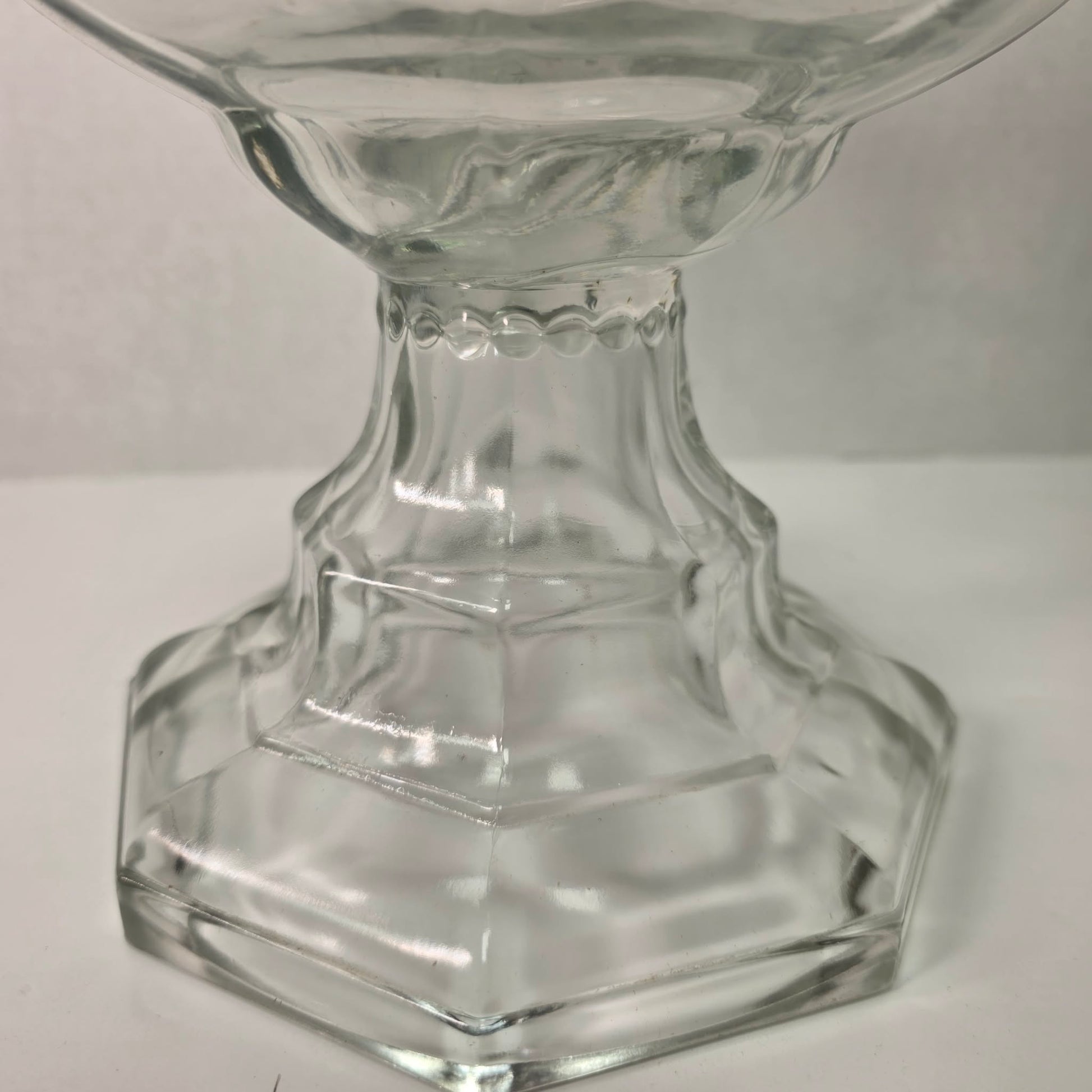 Vintage Hexagon Glass Oil Lamp Font 8.5”