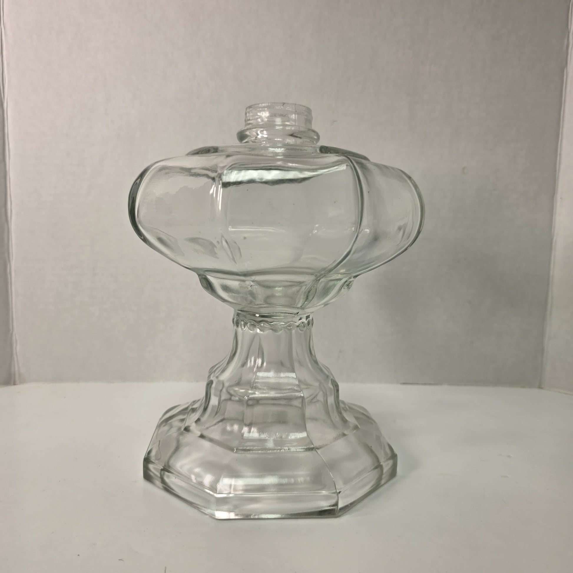 Vintage Hexagon Glass Oil Lamp Font 8.5”