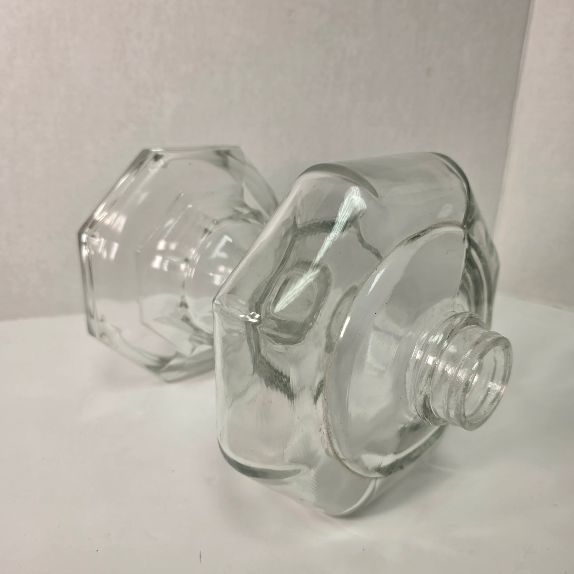 Vintage Hexagon Glass Oil Lamp Font 8.5”