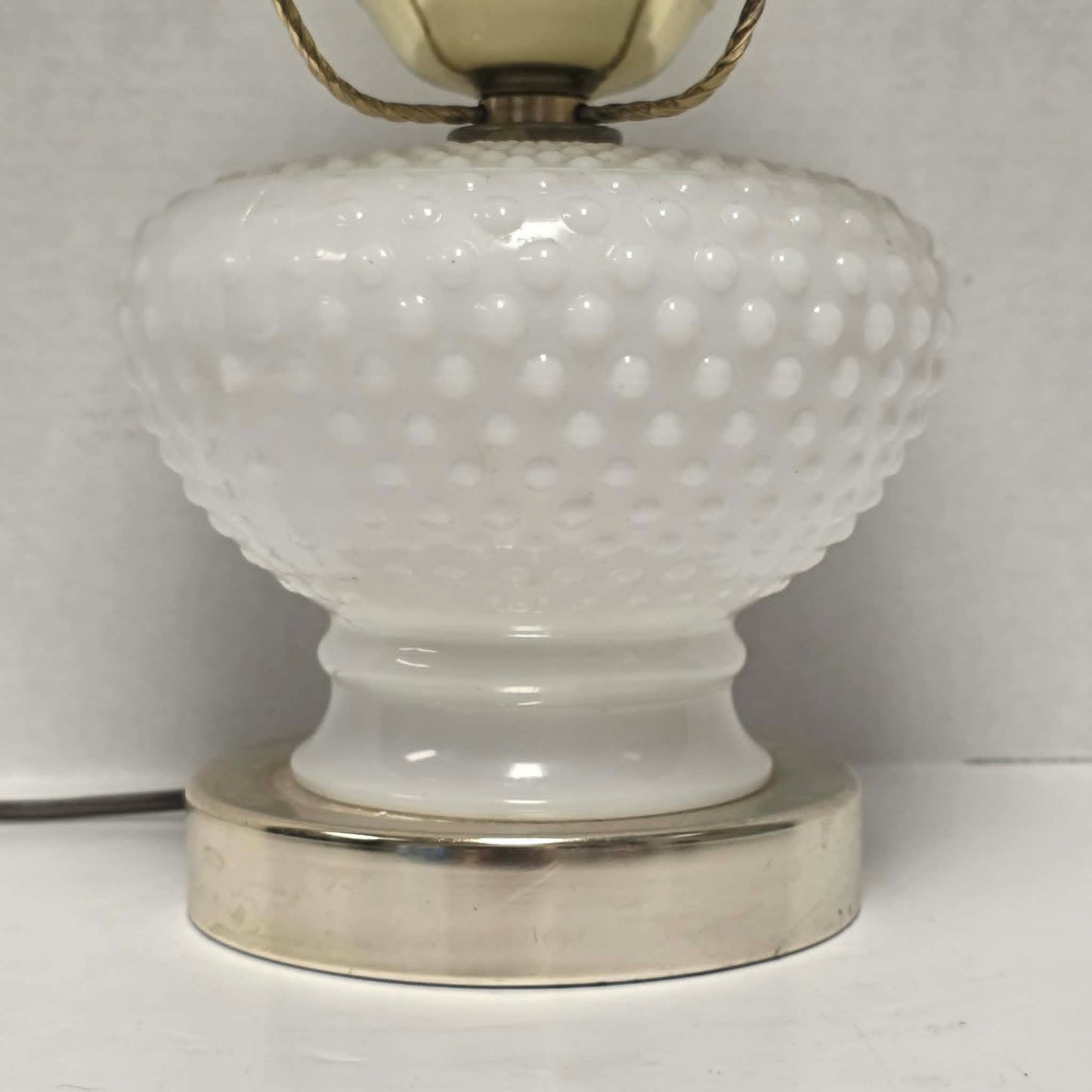 Classic white milk glass hobnail Gone with the Wind hurricane lamps—available individually or purchase both for a beautiful matching pair.