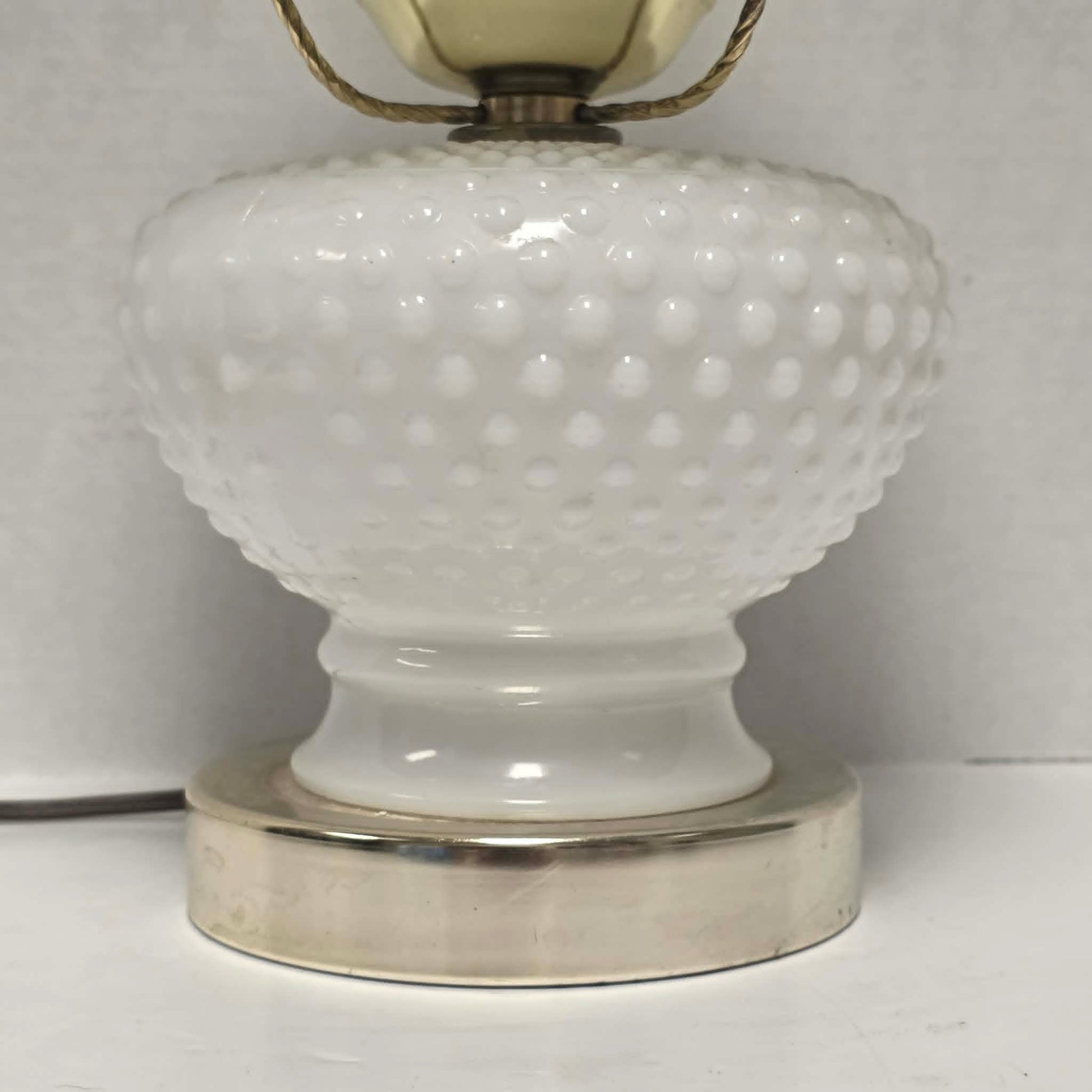 Classic white milk glass hobnail Gone with the Wind hurricane lamps—available individually or purchase both for a beautiful matching pair.