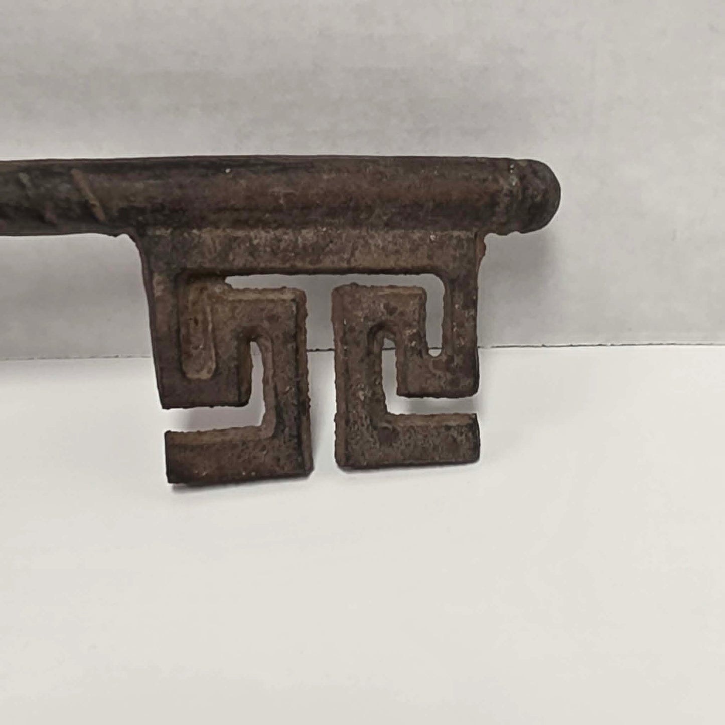 Large 12-inch cast iron Gothic castle decorative key.
