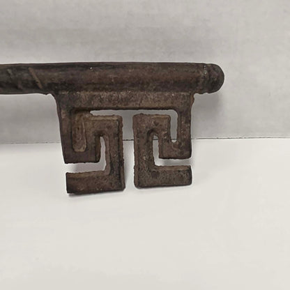 Large 12-inch cast iron Gothic castle decorative key.
