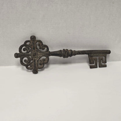 Large 12-inch cast iron Gothic castle decorative key.
