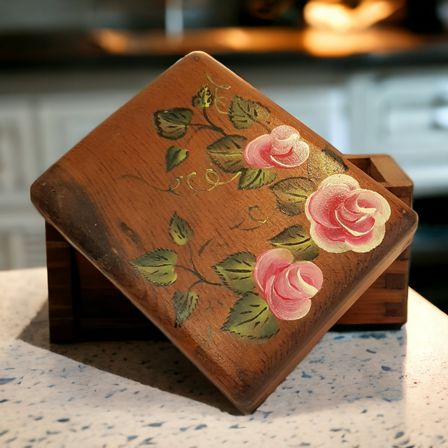 Finger Jointed Wooden Recipe Box Keepsake Dovetailed Box