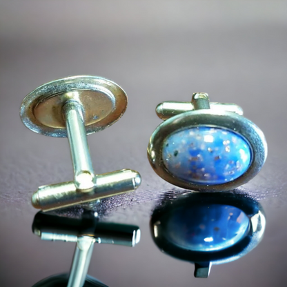 Mens Vintage Cufflinks Blue Opal