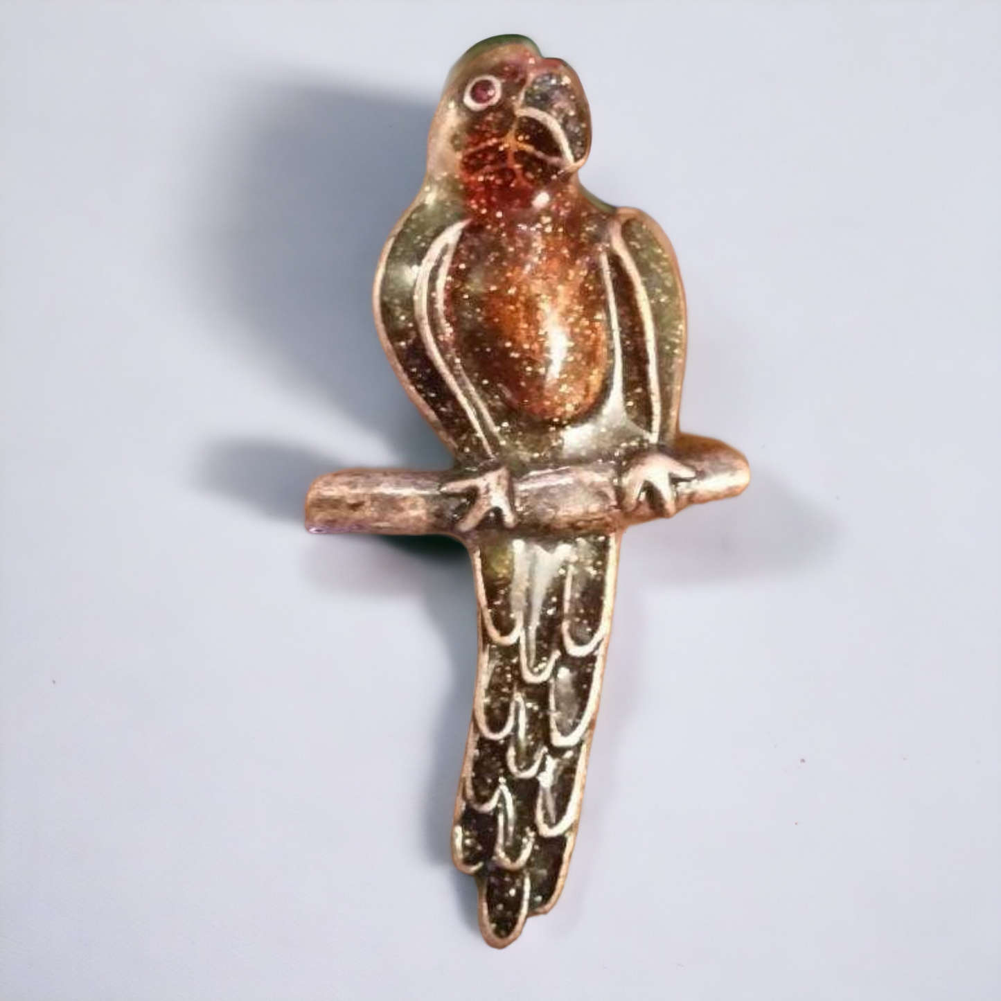 Vintage Costume Jewelry Sparkly Parrot Brooch