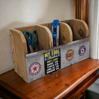 Storage Organizer Rustic Bench Top Tote