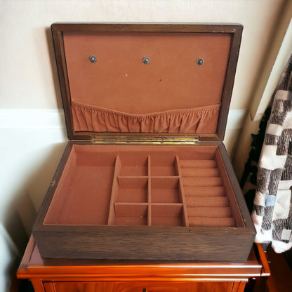 MCM Wooden Jewelry Box Marquetry Dresser Top Box