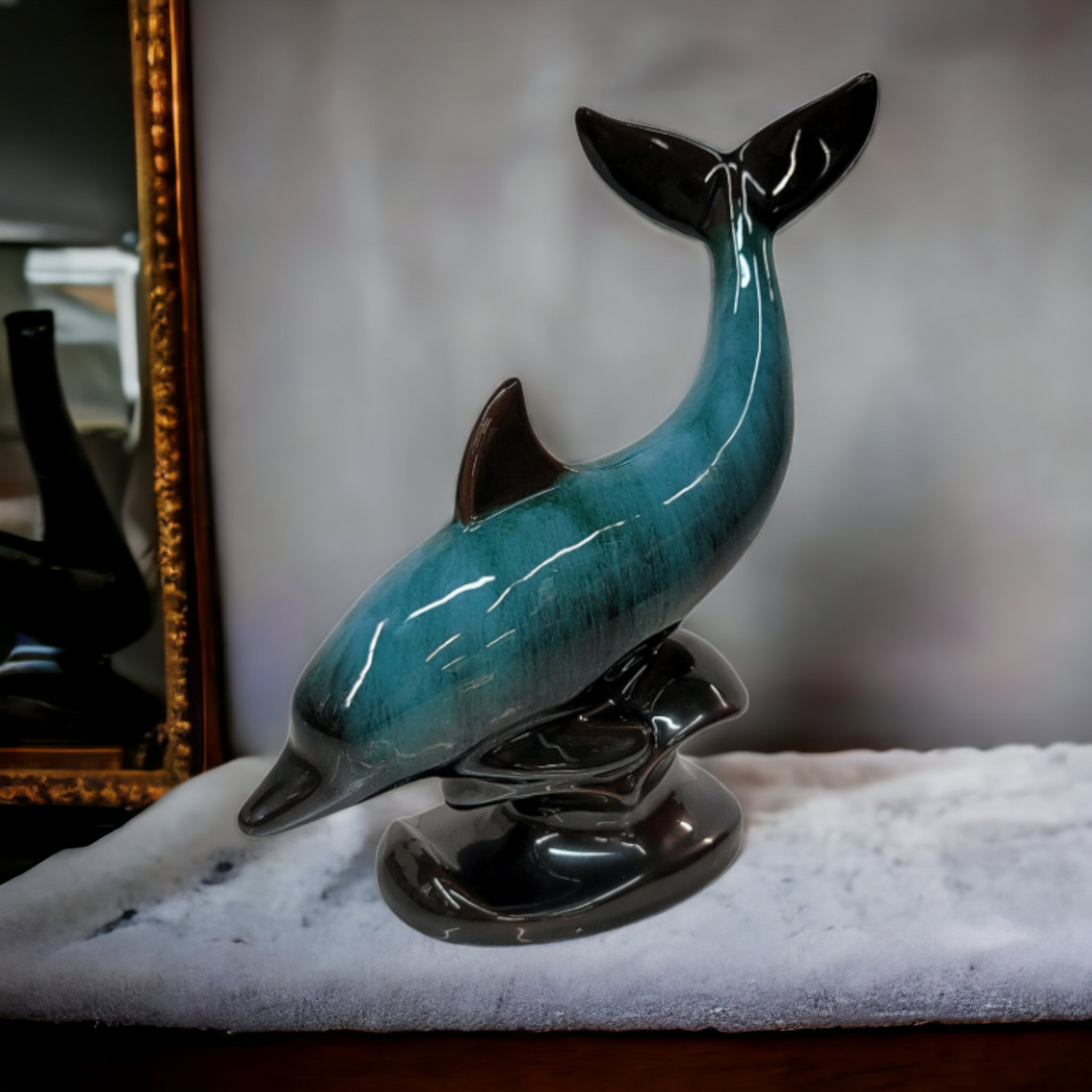 Blue Mountain Pottery Dolphin Statue