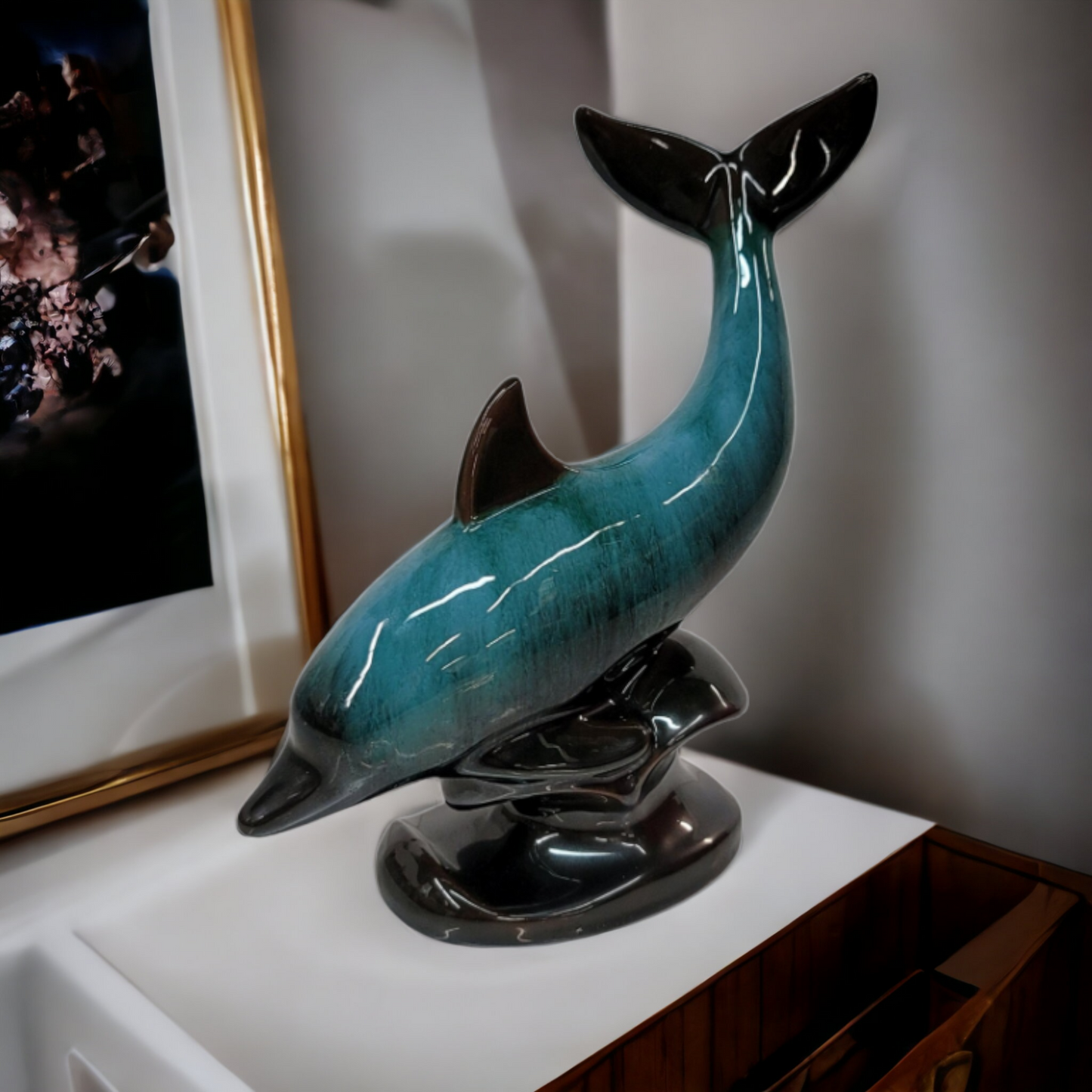 Blue Mountain Pottery Dolphin Statue