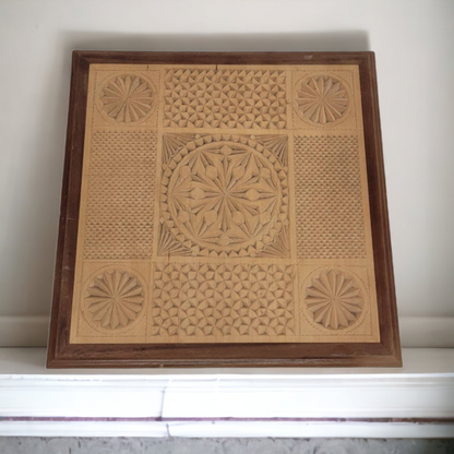 Decorative Chip Carved Tramp Art Signed Artwork