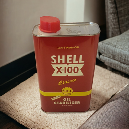 Shell X-100 Oil Stabilizer Advertising Tin Oil Can