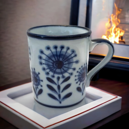 Vintage Nordic Coffee Tea Mug Floral Pinwheels