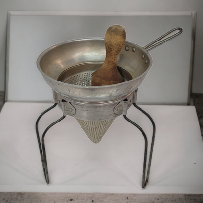 Metal Kitchen Strainer With Wooden Masher