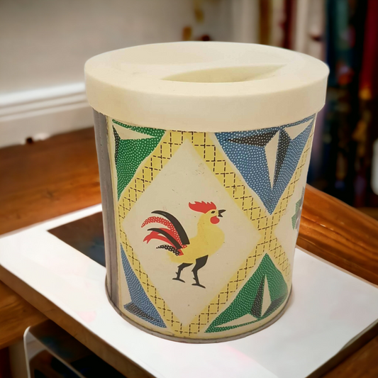 Vintage Proctor & Gamble Biscuit Tin Kitchen Storage Container Folk Art Rooster